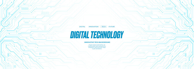 Wall Mural - White circuit board background. Technology concept. Horizontal tech web banner design for presentation and banner. Network pattern. Cyber vector illustration