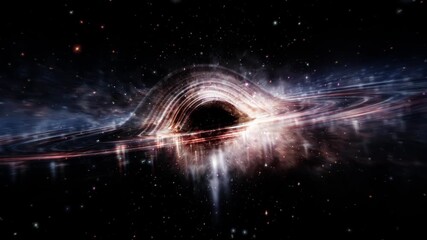 Wall Mural - 4k 3d loop blackhole galaxy space travel in outer space science fiction abstract background. blue or
