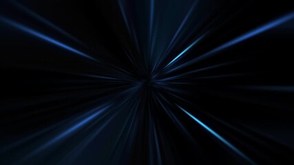 Wall Mural - Abstract VJ loop center blue shine light sparking with beam radial shine tunnel ray light background. 4K 3D fractals seamless loop infinite complex glowing radial light streaks.