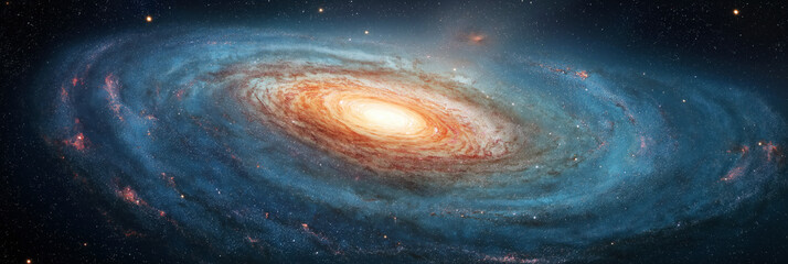 Wall Mural - black hole in outer space with stars. Panorama with constellations and galaxies on background of a starry sky