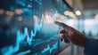 © Generative AI - Analyzing Stock Market Data on a Digital Screen Display with a Rising Trend and Financial Insight