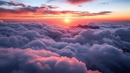 Wall Mural - majestic sunrise at the summit of mount tai, vast sea of clouds rolling like endless white waves ben