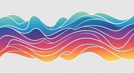 Colorful abstract waves pattern illustration, flowing gradient lines design in dynamic style