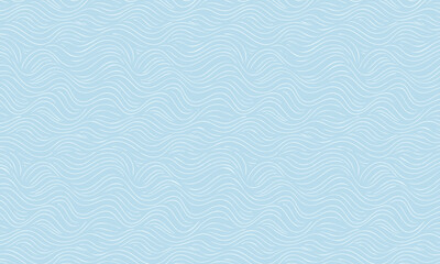 Seamless hand-drawn wavy lines pattern in light blue. Abstract gentle flowing texture background