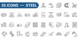 © ricky_and - Steel line icon set. Outline icon collection. Editable stroke. Vector illustration.