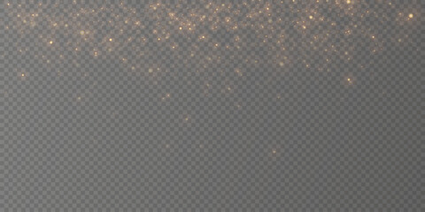 Wall Mural - golden sparkles and shining dust . christmas light effect with glowing stars, magical spark particle