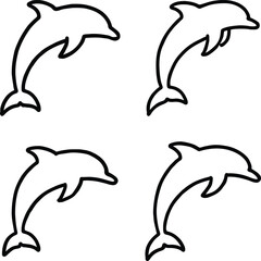  Collection of black outline jumping dolphin illustrations for marine wildlife concepts