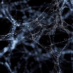 floating network on black background