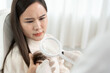 © Shisu_ka - Specialist of hair recheck hair of Asian woman, damaged hair, hair loss, thinning problem, vitamin deficiency, baldness, postpartum, biotin, zinc, menstrual or endocrine disorders, hormonal imbalance