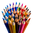 © PhoenixStudio - A Symphony of Colors Isolated On White Background: An intricately arranged assortment of vibrant colored pencils, sharpened to perfection, forming a visually striking composition.