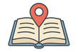© Tanja - Open book with red location pin pointing knowledge location with transparent background