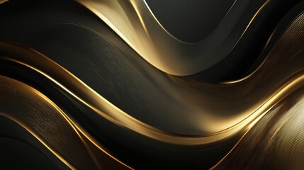 Wall Mural - Gold And Black Abstract Wave Background