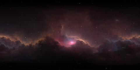 Wall Mural - 360 degree space nebula. giant interstellar cloud with stars, equirectangular projection, environmen