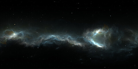 Wall Mural - 360 degree space nebula. giant interstellar cloud with stars, equirectangular projection, environmen