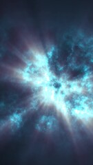 Wall Mural - Bright blue energy cloud radiating light through a dark cosmic atmosphere