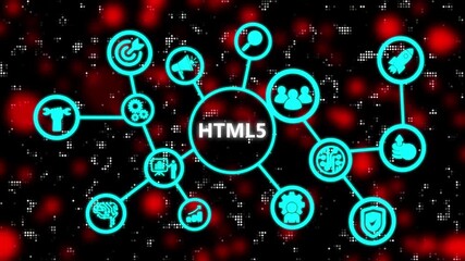 The concept of business, technology, the Internet and the network. HTML5. Abstract technology dot background .3d animation video.