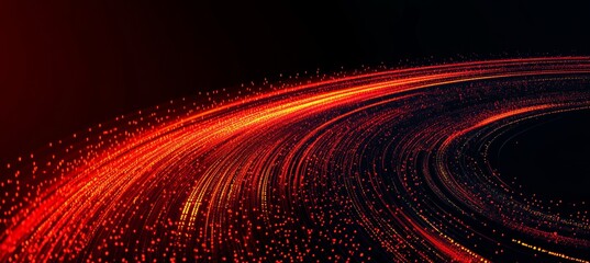 Canvas Print - futuristic red light trails with curved flowing lines and smooth shading for modern abstract design