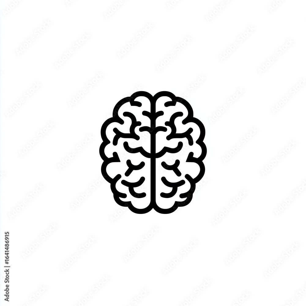 Simple black line drawing of a human brain Stock Photo | Adobe Stock