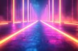 © Georgii - Futuristic neon-lit hallway with vibrant blue and pink illumination effects