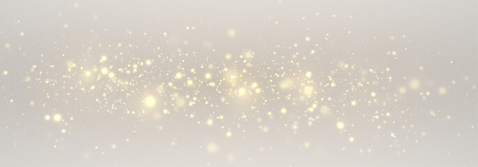 Wall Mural - Sparkle particle Christmas light effect with star glow and gold shine. Glittering luxury background with bright festive accents.