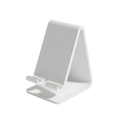 White plastic phone stand holder isolated on transparent background