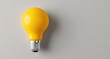 © Siddiq - Single bright yellow light bulb on plain gray background