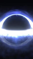 Wall Mural - Intense glowing blue energy ring with bright particles suspended in dark cosmic space
