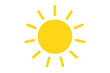 © Zara - Bright Yellow Sun Icon Vector Illustration. Simple Sunshine Symbol with Radiant Rays. Flat Minimalist Sunny Weather Design Element for Transparent Background. Editable Summer Graphic Clipart
