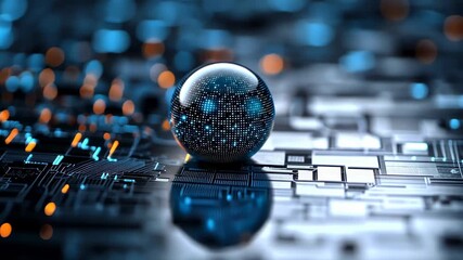 Digital Sphere on Circuit Board: A Futuristic Tech Vision