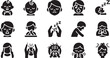 © Talib - Facial Expression and Human Action Icon Set in Line Style. Collection of Emotion and Health Linear Icons, Including crying baby, sleeping, sneezing, coughing, feeling hot, feeling cold. Editable