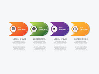 Wall Mural - line step infographic.4 options workflow diagram, number infograph, process steps chart with line ic
