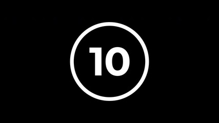 Countdown timer from 15 to 0 second on black background animation. circle 15 second countdown timer clean animation. 4k