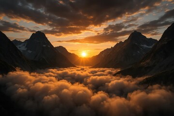 Wall Mural - a serene cloudscape with a glowing sunrise