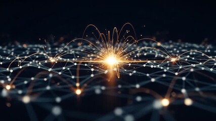 Wall Mural - Dynamic Network: Glowing Connections & Data Flow Visualization