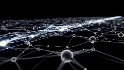 Wall Mural - Dynamic Neural Network: Abstract Connection Points and Data Flow Visualization