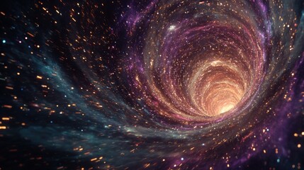 Wall Mural - Cosmic vortex swirling with vibrant colors and glowing stars, creating a mesmerizing visual of deep space and the mysteries of the universe, evoking a sense of wonder and exploration