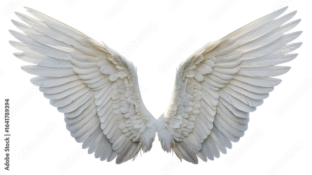 Pair of white angel wings isolated on transparent background Stock ...