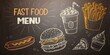 © Shutter Wisp - Hand drawn fast food menu with burger hot dog fries milkshake and ice cream