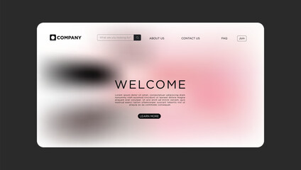 Modern welcome page for website design with clean layout and soft pink gradient background aesthetic