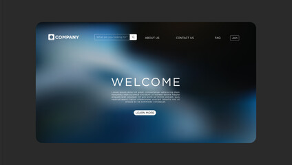 Modern website landing page with welcome message and sleek interface design for business promotion