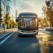 an autonomous electric bus isolated on a minimalistic background