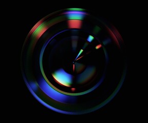 Wall Mural - abstract iridescent circles with glowing lights, 3d render