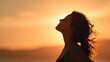 © Johannes - silhouette of free woman enjoying freedom feeling happy at sunset serene relaxing woman in pure happiness no logos no brands ar 169