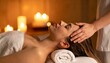 © photostockatinat - A serene moment of relaxation, A hand gives a forehead massage during a spa day
