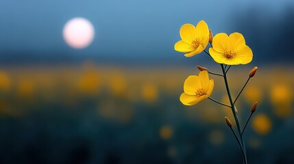 Wall Mural - a yellow flower is in the foreground of a field of yellow flowers