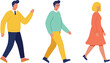 © Snigdha Creatives - Walking character illustration, diverse people clipart, casual outfit design, modern cartoon figures, flat style walking pose, colorful human vector