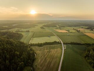 Wall Mural - serene rural landscape at sunset.