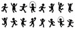 © creatix - Stickman kids playing and having fun in various playful activities, joyful childhood silhouette icons in black