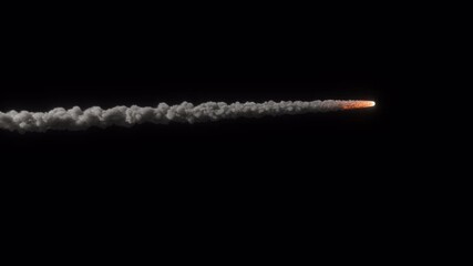 Wall Mural - meteor, rocket or missile 009 shooting across the sky, 4k 24p, alpha channel for transparent backgro