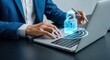 © Generative AI - Cybersecurity Professional Securing Data with Digital Padlock over Laptop Keyboard for Online Safety